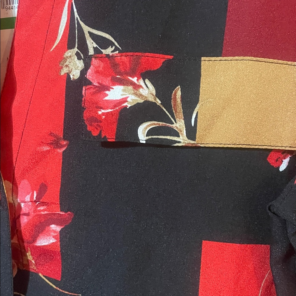 NWT - Calvin Klein Women's Patchwork Floral Blouse - Red, Black, Gold - Picture 4 of 7